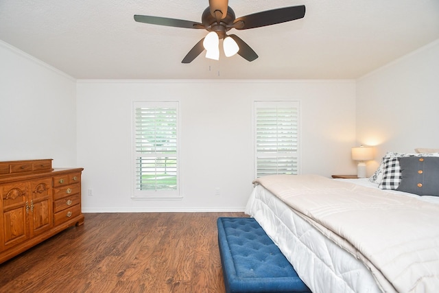 14619 Rosehill Dr, Houston, TX 77070 - bedroom with wood finished floors, crown molding, baseboards, and a ceiling fan