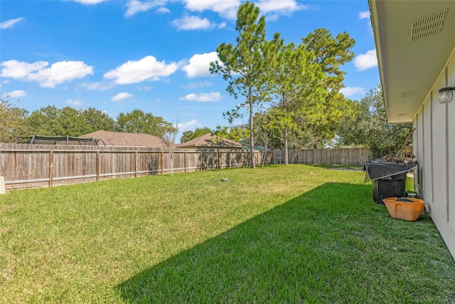 view of yard with a fenced backyard