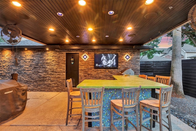 16015 Maycrest Ct, Tomball, TX 77377 - exterior space featuring recessed lighting and wood ceiling