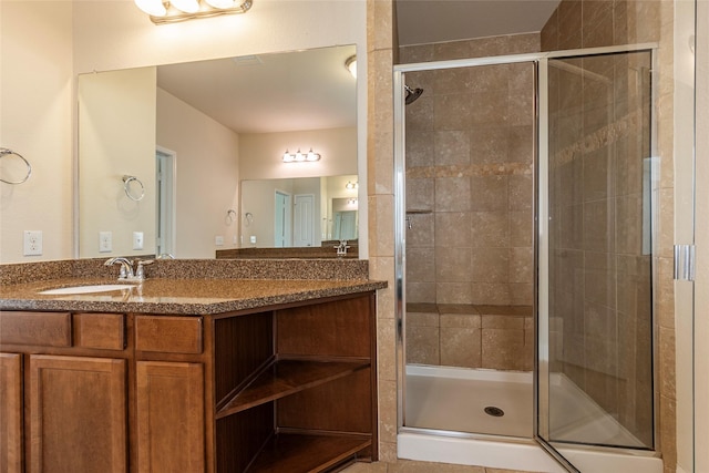 2623 Holbrook Springs Ln, League City, TX 77573 - full bath featuring double vanity, a stall shower, and a sink
