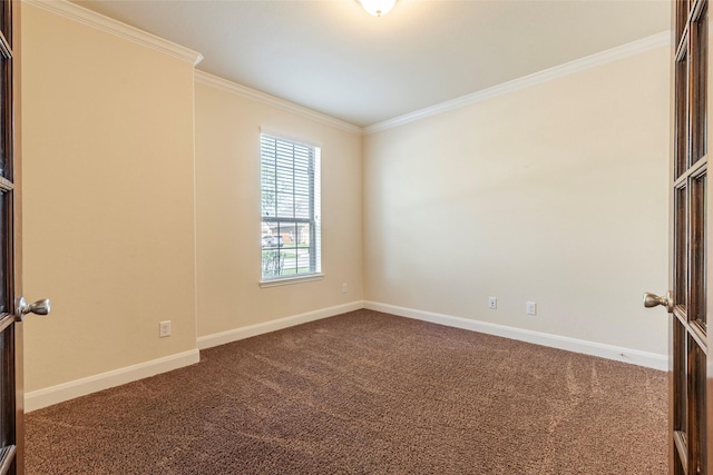 2623 Holbrook Springs Ln, League City, TX 77573 - spare room with dark colored carpet, ornamental molding, and baseboards