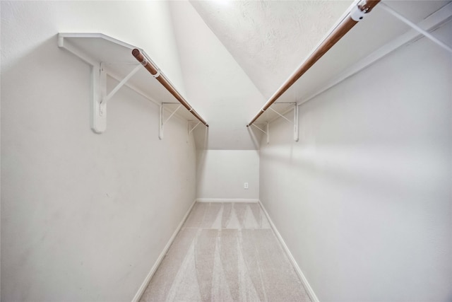 walk in closet with carpet