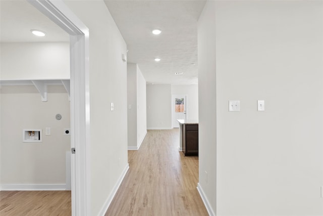 520 Shoreview Dr, Conroe, TX 77303 - hall featuring baseboards, recessed lighting, and light wood-style floors