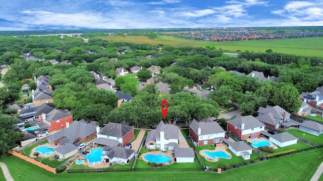 drone / aerial view with a residential view