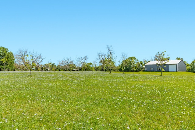 view of yard featuring a garage