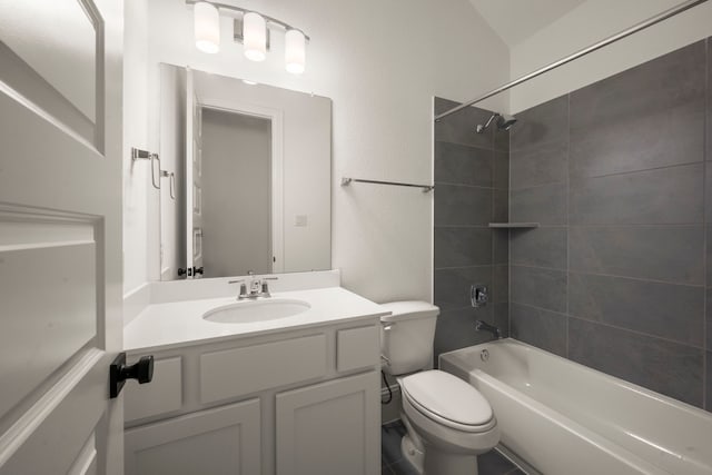 1222 Tallow Park Ln, Pinehurst, TX 77362 - full bath with toilet, shower / tub combination, vanity, and a textured wall