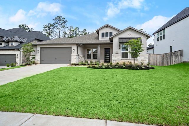 1222 Tallow Park Ln, Pinehurst, TX 77362 - view of front of home featuring stucco siding, an attached garage, stone siding, driveway, and roof with shingles