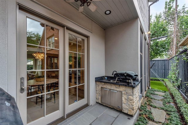 4020 Sul Ross St, Houston, TX 77027 - view of patio / terrace featuring ceiling fan, fence, area for grilling, and grilling area