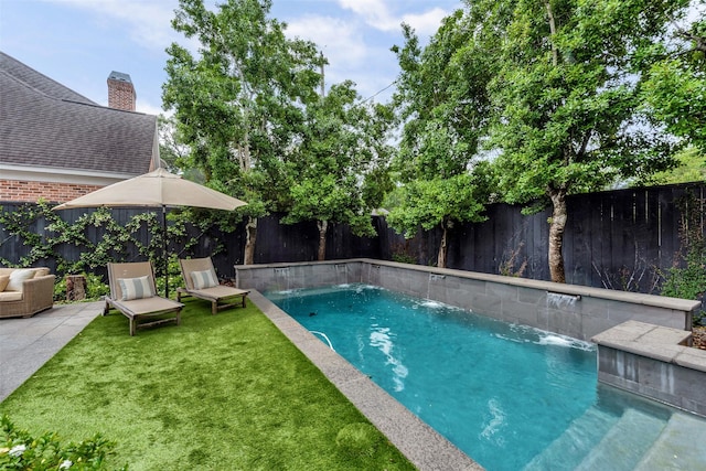 4020 Sul Ross St, Houston, TX 77027 - view of swimming pool with a lawn, a fenced in pool, and a fenced backyard