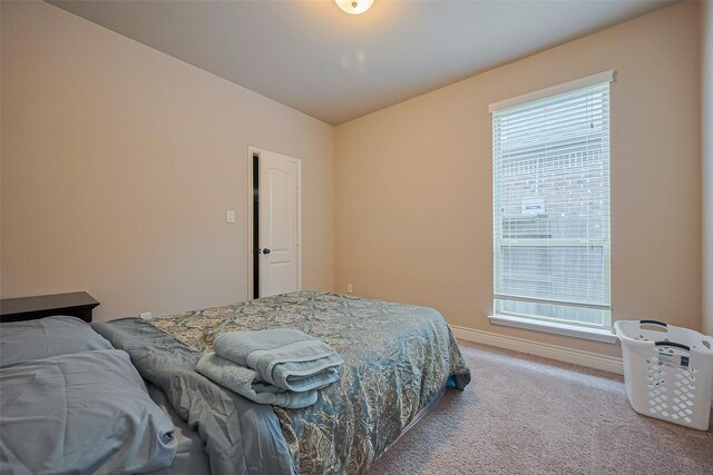 bedroom featuring baseboards and carpet