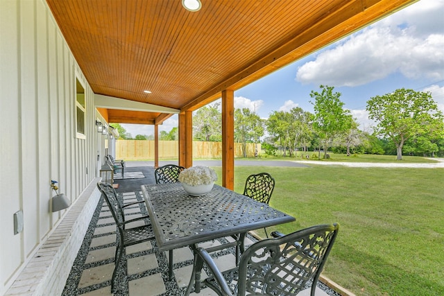 view of patio / terrace with fence and outdoor dining space