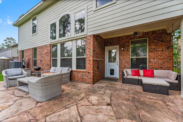view of patio / terrace featuring an outdoor hangout area and cooling unit