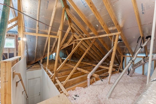 view of unfinished attic