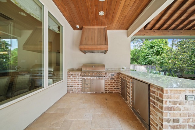 view of patio / terrace with area for grilling and exterior kitchen