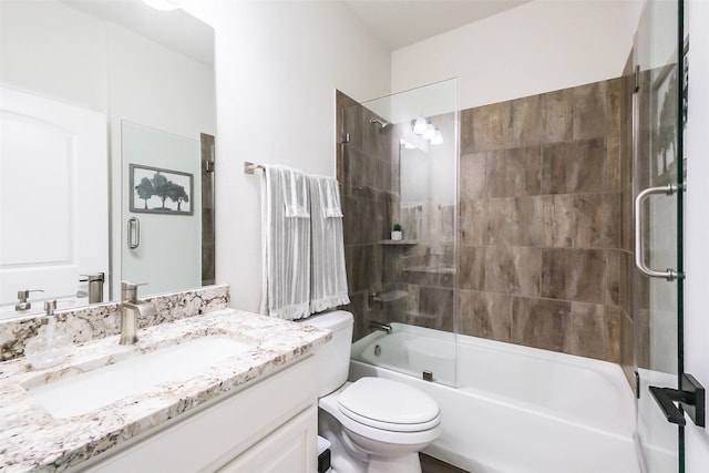 full bathroom with toilet, washtub / shower combination, and vanity