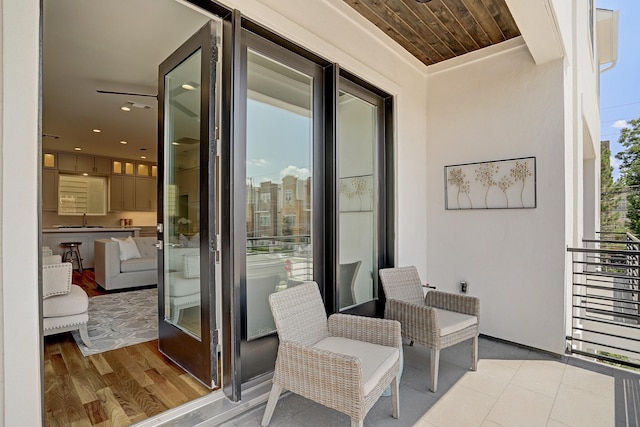 balcony with a sink