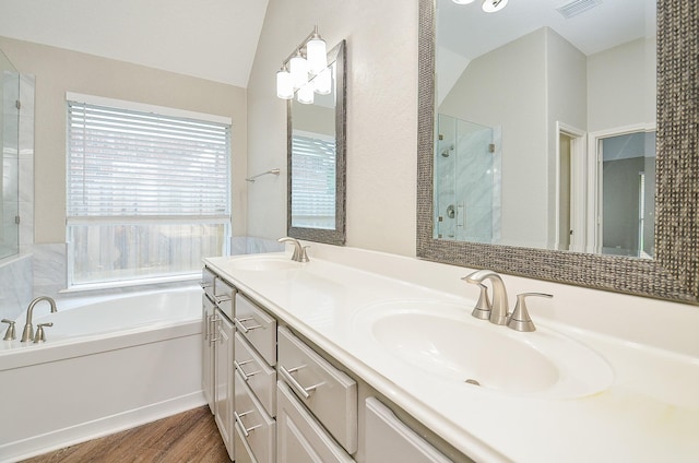 bathroom featuring a shower stall, plenty of natural light, and a sink