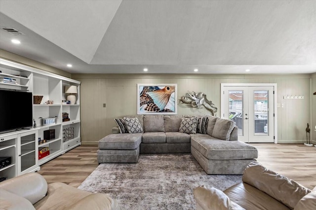 4311 Spanish Main, Jamaica Beach, TX 77554 - living area with visible vents, wood finished floors, french doors, and recessed lighting