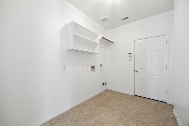 laundry area with washer hookup, hookup for a gas dryer, electric dryer hookup, visible vents, and laundry area