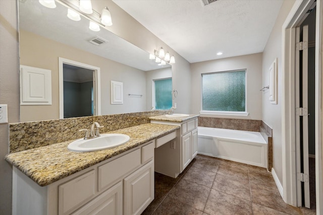1339 Ella Pl, Houston, TX 77008 - bathroom with vanity, a bath, and tile patterned flooring