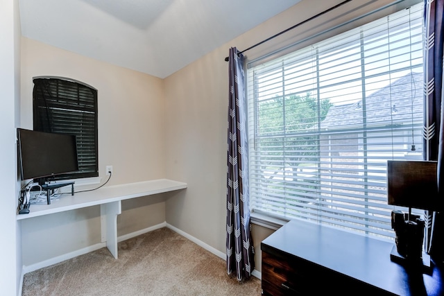 office area featuring baseboards and carpet floors