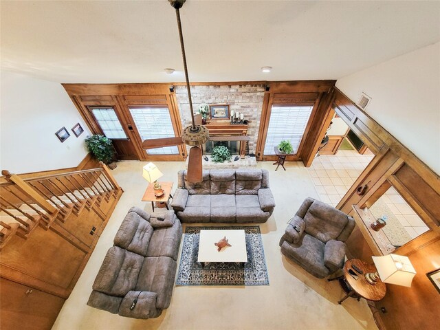 14926 Carols Way Dr, Houston, TX 77070 - living area with a healthy amount of sunlight and a fireplace