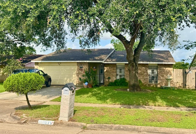 16203 Rapidcreek Dr, Houston, TX 77053 - single story home with a garage, concrete driveway, and brick siding