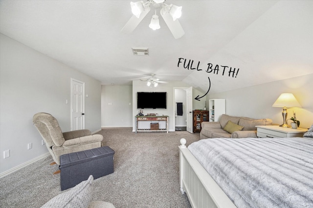 1603 Evening Bend Ct, Sugar Land, TX 77479 - bedroom with carpet, baseboards, ceiling fan, and vaulted ceiling