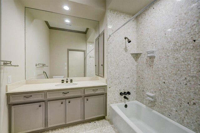 4856 Post Oak Timber Dr, Houston, TX 77056 - full bathroom featuring recessed lighting, shower / washtub combination, and vanity