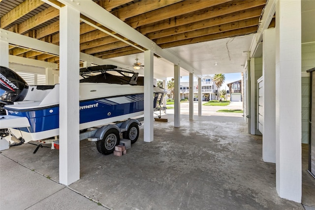 exterior space with a carport and a residential view