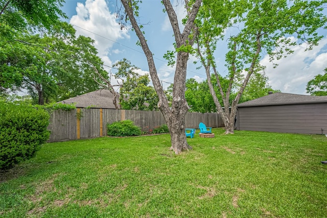 view of yard with a fenced backyard