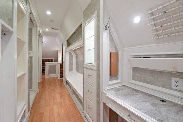 8310 Mentmore Dr, Spring, TX 77379 - mudroom with light wood-type flooring and recessed lighting