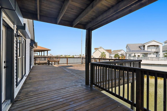 deck with a residential view