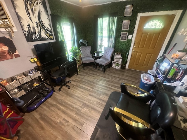 interior space with wood finished floors