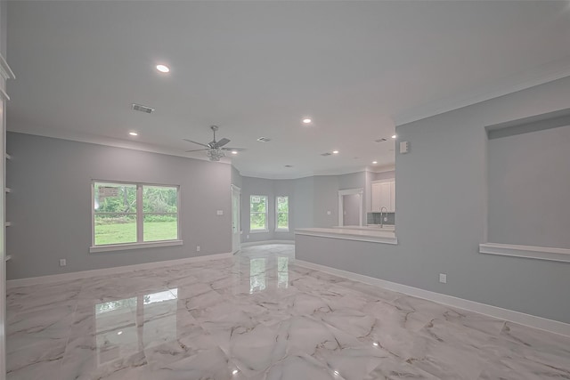 403 Smith St, Dayton, TX 77535 - empty room with baseboards, a ceiling fan, recessed lighting, and visible vents