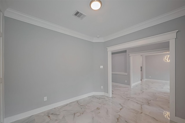 403 Smith St, Dayton, TX 77535 - empty room with crown molding, baseboards, visible vents, and marble finish floor