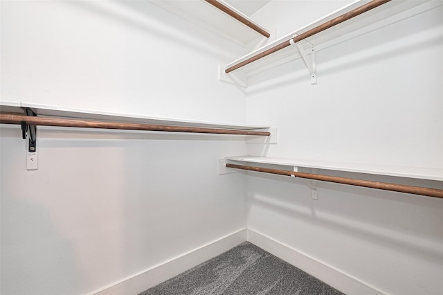 spacious closet with dark colored carpet