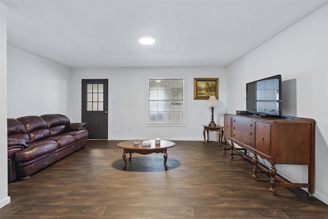 living room with wood finished floors and baseboards