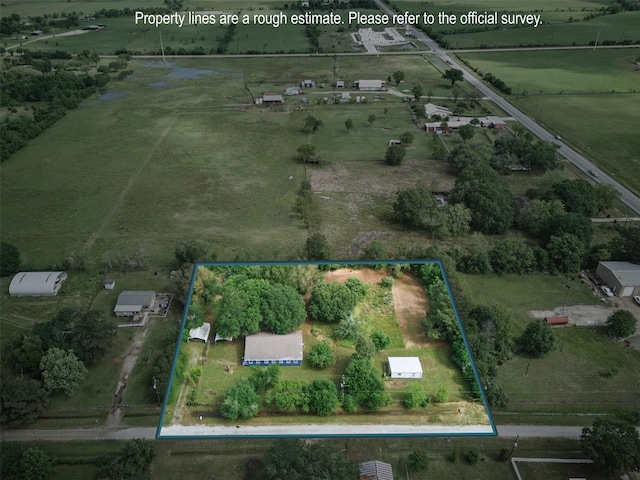 bird's eye view with a rural view