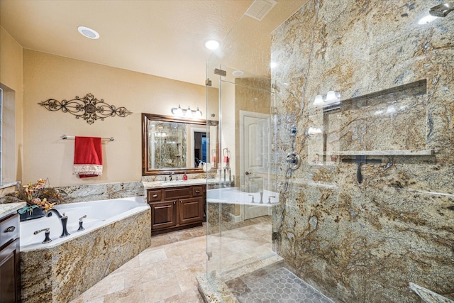 36927 Anglers Way, Pinehurst, TX 77362 - full bathroom featuring vanity, a shower stall, and a bath