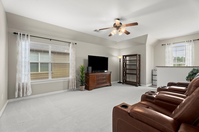 1619 Julia Park Dr, Spring, TX 77386 - living room featuring a ceiling fan, carpet, and baseboards