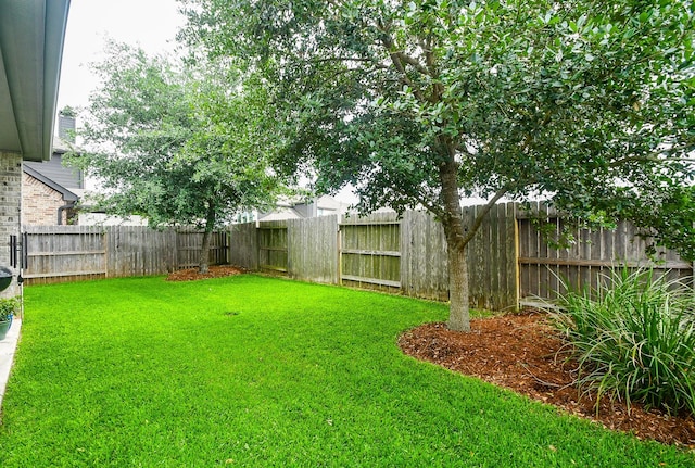 view of yard featuring a fenced backyard