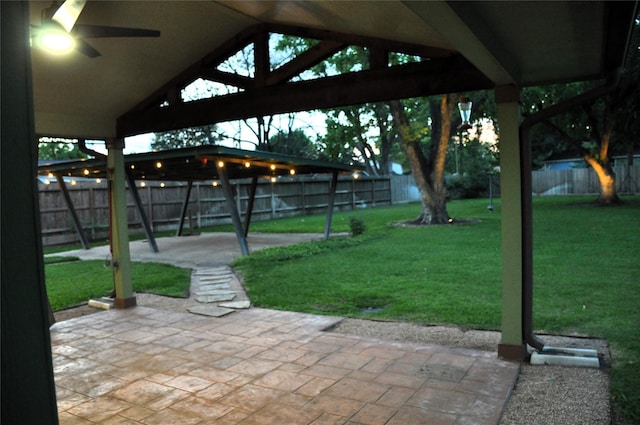 5522 Chantilly Ln, Houston, TX 77092 - view of patio with a gazebo and ceiling fan