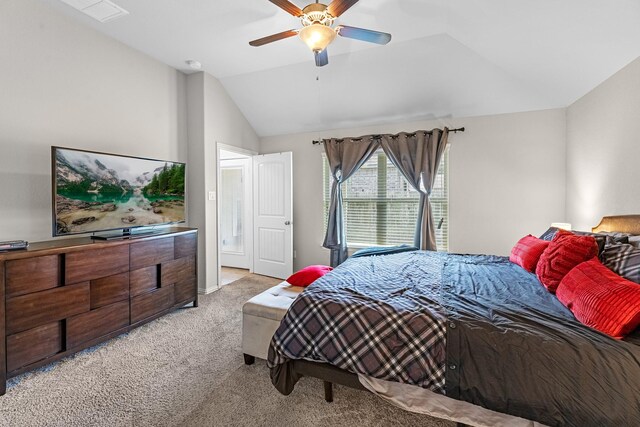 2602 Yellow Pear Way, Fresno, TX 77545 - bedroom with carpet, vaulted ceiling, and a ceiling fan