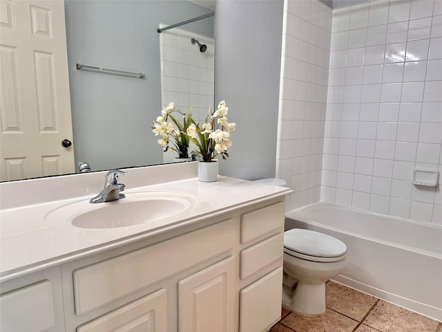 16038 Belleshire Ln, Houston, TX 77084 - full bath featuring toilet, vanity, shower / bathtub combination, and tile patterned flooring