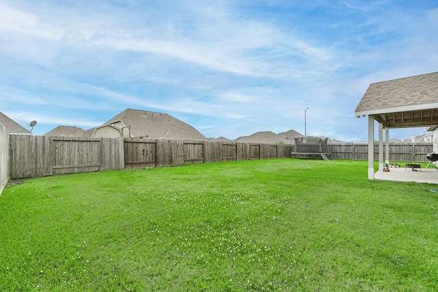 view of yard with a patio and a fenced backyard