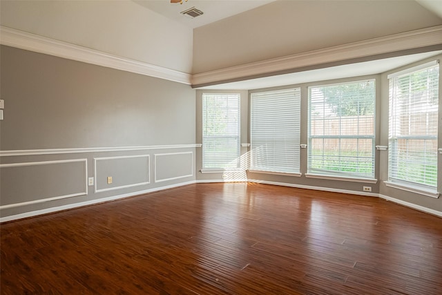 11911 Timpnogos Dr, Tomball, TX 77377 - empty room with visible vents, a healthy amount of sunlight, and vaulted ceiling
