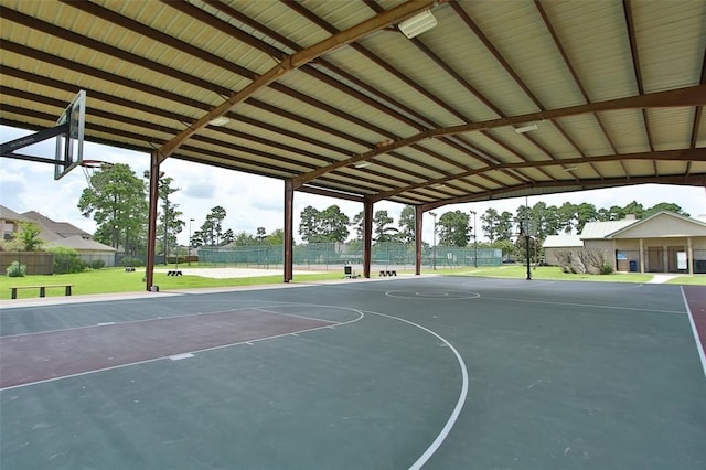 11911 Timpnogos Dr, Tomball, TX 77377 - view of basketball court with fence, community basketball court, and a lawn