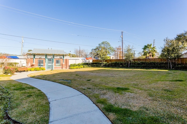 view of yard featuring fence
