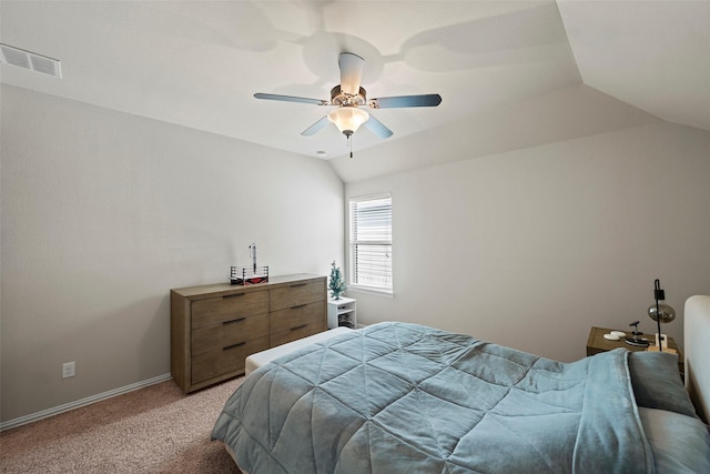 27803 Indigo Pointe Ln, Katy, TX 77494 - bedroom featuring light carpet, lofted ceiling, a ceiling fan, and baseboards